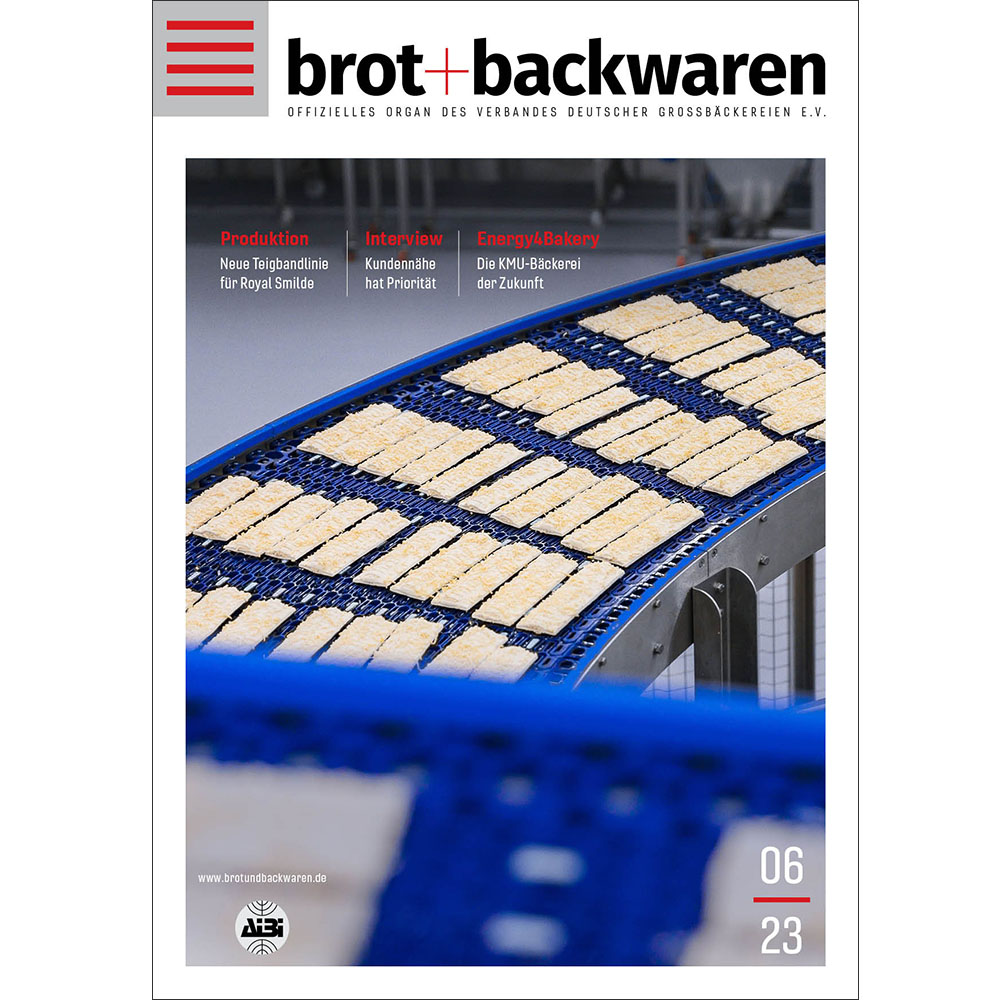 brot+backwaren 2023-06 Produktion Neue Teigbandlinie für Royal Smilde Interview Kundennähe hat Priorität Energy4Bakery Die KMU-Bäckerei der Zukunft