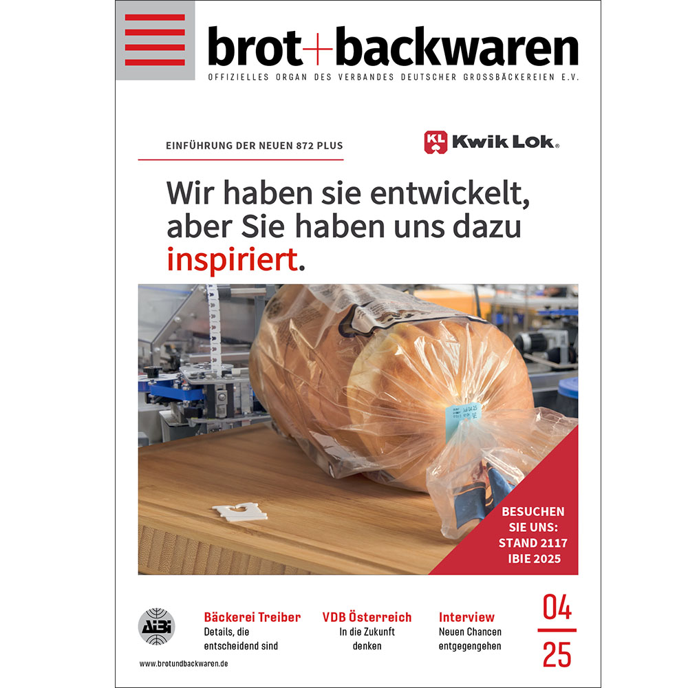 zu sehen ist das Cover der brot + backwaren 2025-04 Bäckerei Treiber: Details, die entscheidend sind VDB Österreich: In die Zukunft denken Interview: Neuen Chancen entgegengehen
