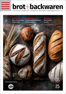 zu sehen ist das Cover der brot+backwaren 2025-05 Interview: Neue Soft-Bun-Linie für Harry-Brot Produktion: Die Kleingebäckherstellung automatisieren Tagungen: Über Zukünfte von Brot