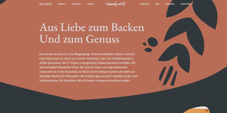 Website der Bio-Bäckerei Gradwohl